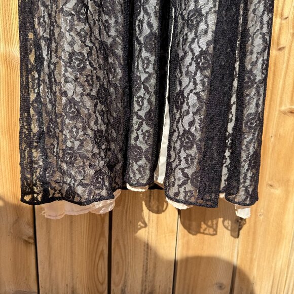 Vintage Peignoir Robe 60s Marilyn Black Floral Lace Peignoir Lingerie Robe | M/L - Picture 9 of 17